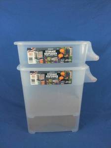 lot 198 image: New Buddeez 40 Lb. Pellet and Multi-Use Storage Dispenser 2-Pack