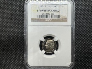 lot 67 image: 1981 S Type 1 Dime NGC PF69 Ultra Cameo