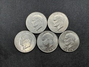 lot 82 image: Five Mixed Date Eisenhower Dollars