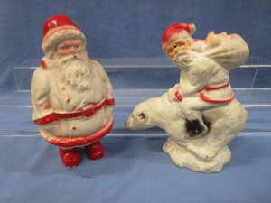 lot 25 image: Antique Paper Mache Santas