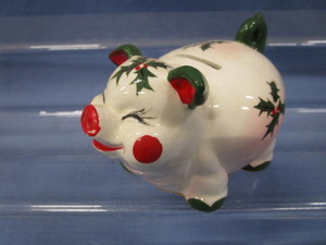 lot 94 image: Piggy Bank with Holly Leaves
