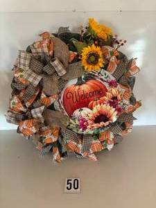 lot 50 image: Hand Crafted Mesh Floral Wreath