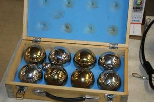 lot 273 image: Bocce Ball Set with Wooden Case