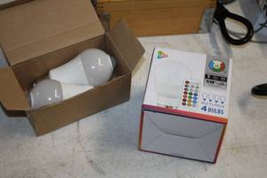 lot 271 image: Practical Series II LED Light Bulb 4-pack and Yizco 10W 6000K E28 Sensor Light Bulb 2-pack