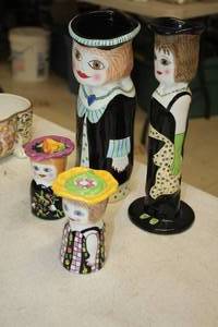 lot 324 image: Lot of (4) Assorted Bella Casa Vases and Cookie Jar by Susan Paley by Ganz - Millie, Susie, Michelle