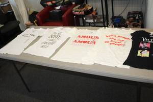 lot 411 image: Lot of (5) Villians, Amour, Kind People, Im Not Bossy, New York Size Small Womens Assorted T-Shirts
