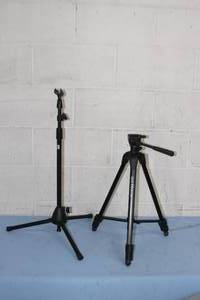 lot 19 image: Video  Photography Portable Telescoping Tripod and Compact Microphone Stand
