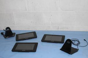 lot 113 image: Lot of 3 Crestron TST-902 Wireless Touchscreen Control Panels & 2 Docking  Charging Base Stations