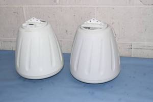 lot 124 image: Pair of SoundTube Sound Tube RS500i Hanging  Pendant Style Pro Audio Speakers with BroadBeam Tweeters - WHITE
