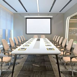 lot 104 image: Draper Acumen E 106 HDTV Matte-White Motorized  Electric Video Projector  Projection Screen - NEW  $2,000 Online