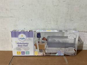 lot 258 image: Regalo Extra Long Hideaway Bedrail, Gray Baby Safety Rail, Safety Bed Rail