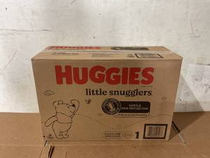 lot 288 image: Huggies Little Snugglers Baby Diapers, Size 1 (8-14 lbs), 198 Ct