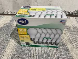 lot 109 image: LOT OF 6 Great Value Energy Saver Halogen Bulbs, 72W (100W Equivalent), Soft White, Dimmable 12 Bulbs