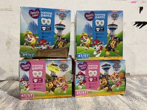 lot 112 image: LOT OF 4 Parents Choice Paw Patrol Training Pants different Sizes