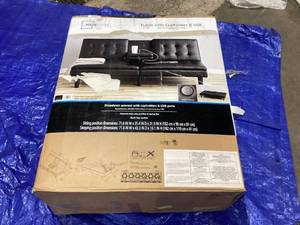 lot 417 image: Mainstays Memory Foam Futon with Cupholder and USB, Black Faux Leather