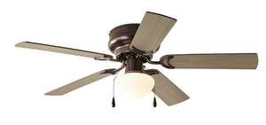 lot 177 image: Mainstays 44 Hugger Indoor Ceiling Fan with Light Kit, Bronze, 5 Blades, Reverse Airflow