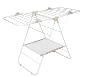 lot 189 image: Mainstays Folding Steel and Mesh Freestanding Wing Clothes Drying Rack