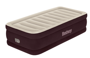 lot 336 image: Twin Size Bestway Maroon Tritech Airbed 20 with built-in AC pump