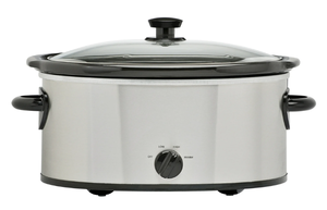 lot 360 image: Mainstays 6 Quart Oval Slow Cooker, Stainless Steel Finish, Glass Lid