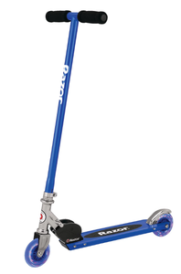 lot 361 image: Razor S Folding Kick Scooter with Light-Up Wheel - Blue, for Child Ages 5 and up to 110 lbs