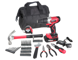 lot 430 image: 70PCS Hyper Tough 20V Max 38-in. Cordless Drill & DIY Home Tool Set Project Kit