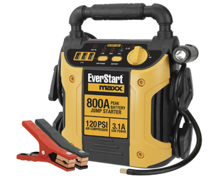 lot 431 image: EverStart Maxx 800 Peak Amp Jump Starter w 120 PSI Compressor, pivoting LED light, 3X USB ports