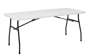 lot 434 image: Mainstays White 6 Fold-in-Half Plastic Table, Indoor Outdoor