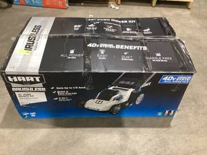 lot 566 image: HART 40-Volt 20-inch Cordless Brushless Push Mower Kit