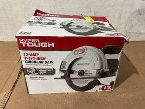 lot 294 image: Hyper Tough 12 Amp Corded 7-14 Circular Saw with Steel Plate Shoe