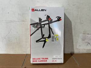 lot 613 image: Allen Sports Deluxe 2-Bike Trunk Mount Bike Rack, model 102DN, 35 lbs per bike capacity
