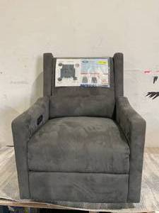 lot 66 image: Baby Relax Otto 4-in-1 Nursery Swivel Glider Rocker Power Recliner with USB Ports, Dark Gray Velvet