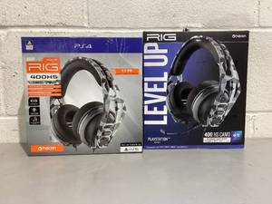 lot 688 image: LOT OF 2 RIG 400HS Stereo Gaming Headsets for Playstation