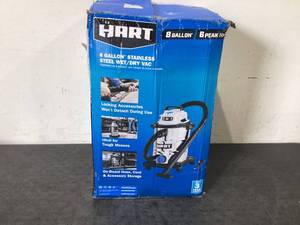 lot 714 image: HART 8 Gallon 6 Peak HP Stainless Steel WetDry Vacuum, VOC812SF 3701