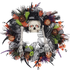 lot 81 image: Members Mark 26 Pre-Lit Fun Skeleton Wreath