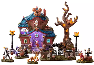 lot 87 image: Disney 9pc Resin LED Musical Halloween Village Set