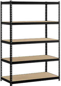 lot 102 image: Muscle Rack 48W x 24D x 72H 5-Shelf Steel Freestanding Shelving Unit Black