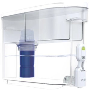 lot 212 image: PUR 30-Cup Water Filter Dispenser System, W 15.3 x H 10.1 x L 5.3, WhiteBlue, DS1810ZA