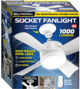 lot 229 image: Bell and Howell Socket Fan 15 4 Blades Ceiling Fan 1000 Lumens Light for All Locations