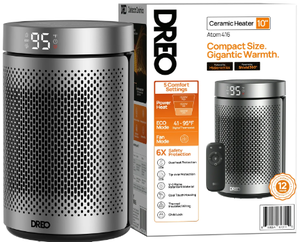 lot 230 image: DREO 10 Portable Space Heater with Remote, PTC Ceramic Electric Heater for Bedroom with Thermostat, 70°Oscillation, 12h Timer, Safety Heater for Room