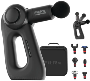 lot 231 image: FitRx Pro Neck and Back Massager, Handheld Percussion Massage Gun with Multiple Angles, Speeds and Attachments