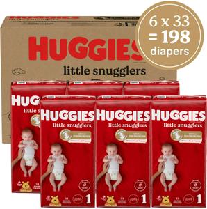 lot 243 image: Huggies Little Snugglers Baby Diapers, Size 1 (8-14 lbs), 198 Ct