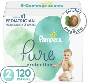lot 282 image: Pampers Pure Protection Natural Diapers, Size 2, 120 Ct