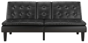 lot 404 image: Mainstays Memory Foam Futon with Cupholder and USB, Black Faux Leather