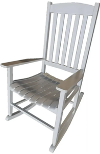 lot 422 image: Mainstays Outdoor Wood Porch Rocking Chair, White Color, Weather Resistant Finish