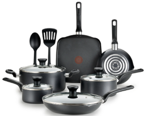 lot 491 image: T-fal Easy Care 12-Piece Non-Stick Cookware Set, Pots and Pans, Grey