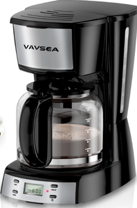 lot 501 image: VAVSEA 12 Cup Programmable Coffee Maker, 900W Drip Coffeemaker with Glass Carafe, Auto Shut off, for Home Black