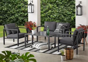 lot 503 image: Mainstays Dashwood 4-Piece Outdoor Patio Conversation Set, Seats 4, Gray