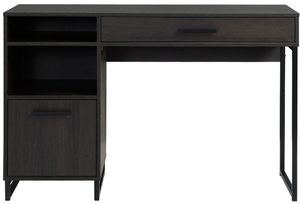 lot 505 image: Mainstays Wood & Metal Writing Desk with 1 Drawer and 1 Door, Espresso Finish.