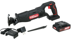 lot 508 image: Hyper Tough 20V Max Lithium-ion Cordless Reciprocating Saw, Variable Speed, Keyless Blade Change, with 1.5Ah Lithium-Ion Battery and Charger, Wood Blade and LED Light