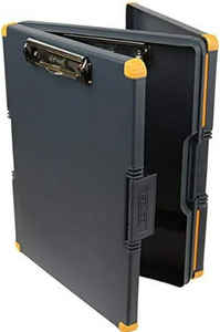 lot 509 image: Dexas Dual Sided Clipcase Storage Clipboard in Orange for A4 Letter Size Paper, Model 4517-804